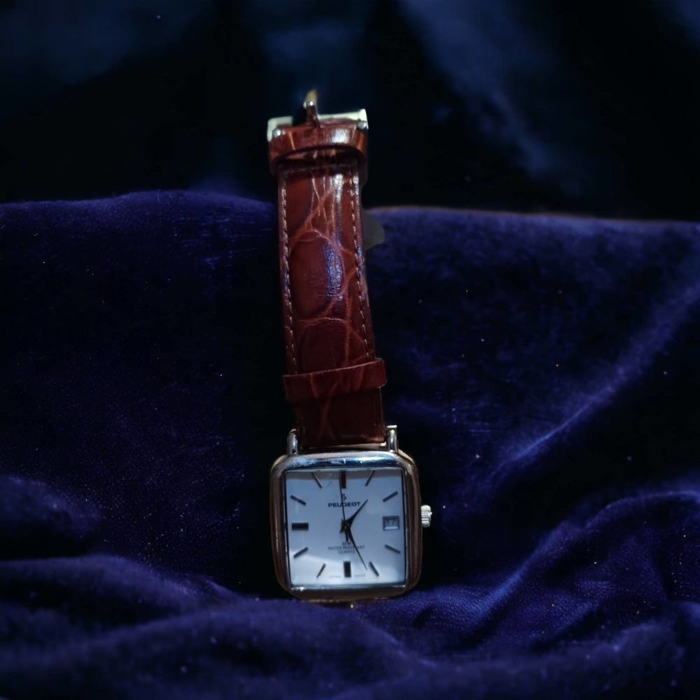 Peugeot Vintage Unisex brown leather banded watch